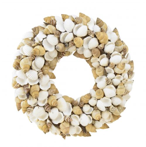 Shell wreath maritime hanging decoration coconut natural white Ø25cm