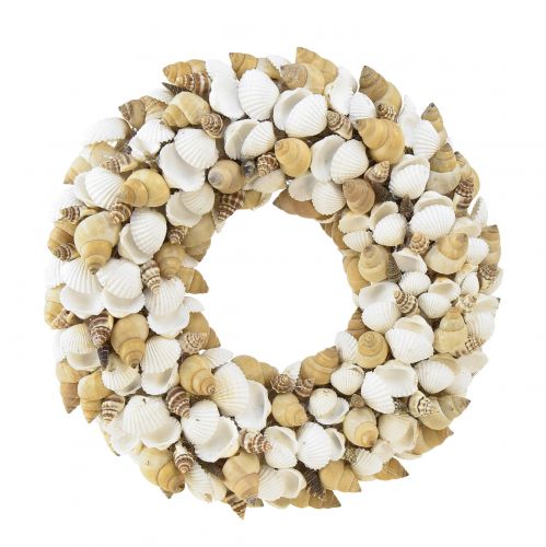 Product Shell wreath maritime hanging decoration coconut natural white Ø25cm