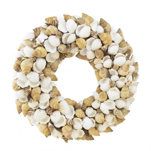 Floristik24 Shell wreath maritime hanging decoration coconut natural white Ø25cm