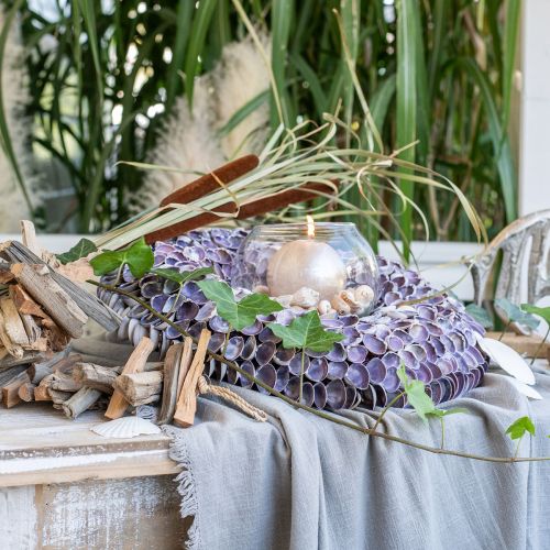 Floristik24 Shell wreath, violet chippy natural shells, ring made of shells Ø25cm