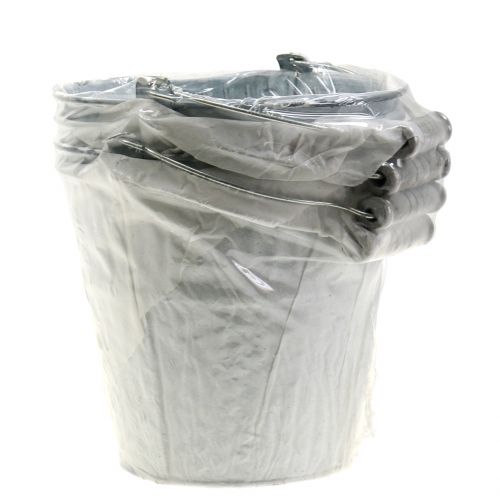Floristik24 Bucket with braided pattern Gray, White washed Ø14cm H13cm 4pcs