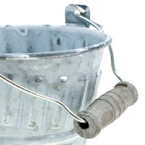 Floristik24 Zinc bucket with braided pattern gray Ø7cm H8cm 8pcs