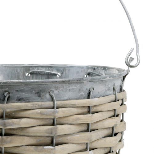 Floristik24 Zinc bucket with wicker Ø18cm H17cm