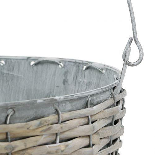 Floristik24 Zinc bucket with wicker Ø24cm H22cm