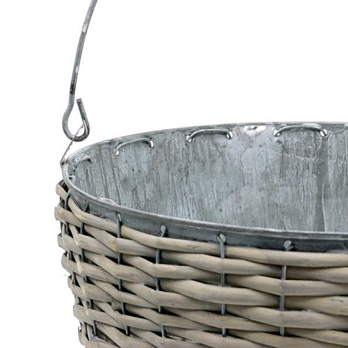Floristik24 Zinc bucket with wicker Ø32cm H27,5cm