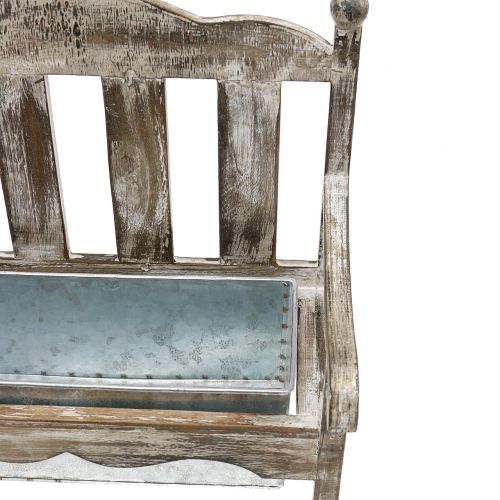 Floristik24 Wooden bench for planting natural, zinc H40cm, set of 2