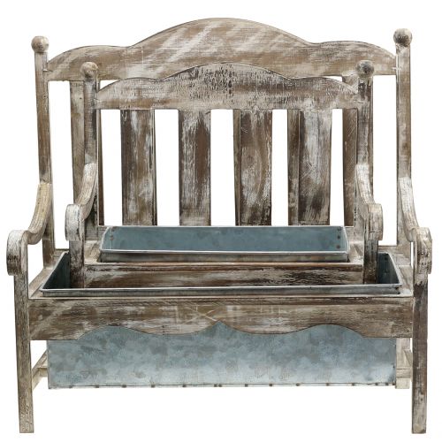 Floristik24 Wooden bench for planting natural, zinc H40cm, set of 2