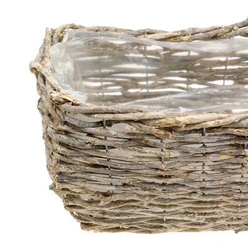 Product Rectangular plant basket, natural-white washed L33cm, set of 3