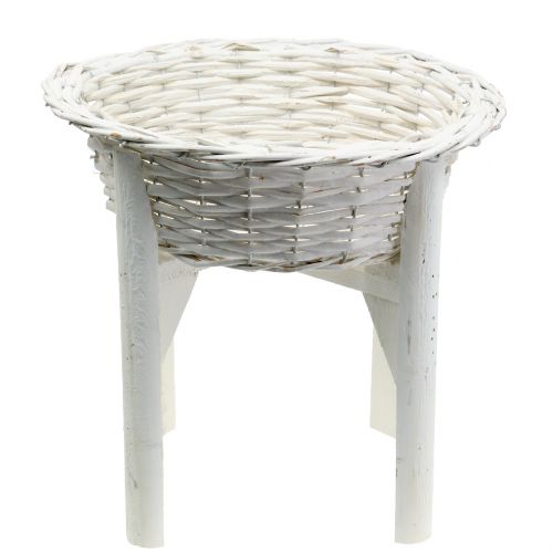 Floristik24 Basket bowl with wooden stand White Ø33cm H9.5cm