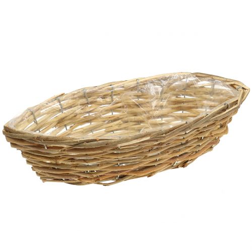 Floristik24 Wicker boat for planting Light brown L33cm