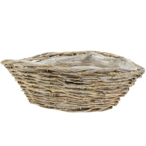 Product Basket ship for planting nature white washed L34cm