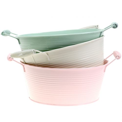 Floristik24 Zinc cup pastel colors with handle Ø22cm H9,5cm 3pcs