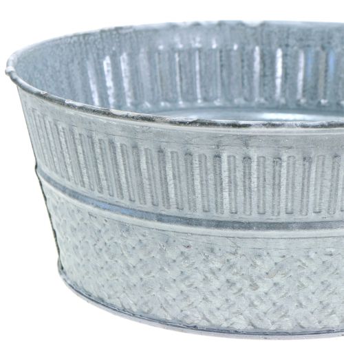 Floristik24 Zinc bowl with braided pattern grey, washed white Ø21cm H8.5cm