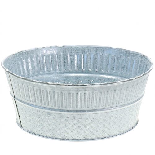 Floristik24 Zinc bowl with braided pattern grey, washed white Ø23cm H10cm