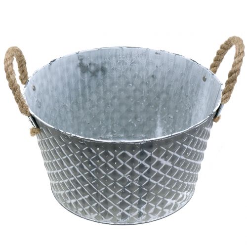 Product Zinc bowl diamond with rope handles gray Ø28cm H16cm