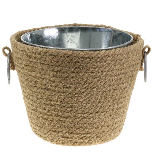 Floristik24 Zinc pot with jute cachepot Ø18cm H15cm