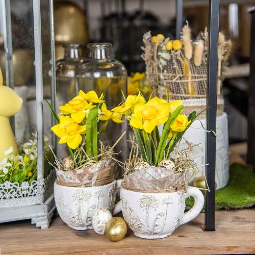 Floristik24 Daffodil in a pot daffodil yellow artificial flower H21cm