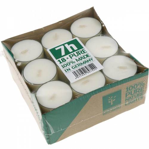 Floristik24 PURE Nature Lights Tealights Rapeseed Wax Natural Burning Time 7 Hours 18 pcs