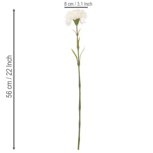 Artificial Carnation Stem Set, 56cm, White, 8 Pieces for Bouquets and Wreaths | Floristik24.co.uk