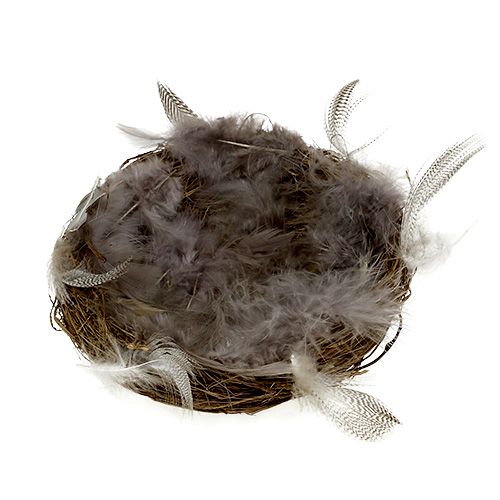 Floristik24 Nest with feathers 15cm natural 4pcs