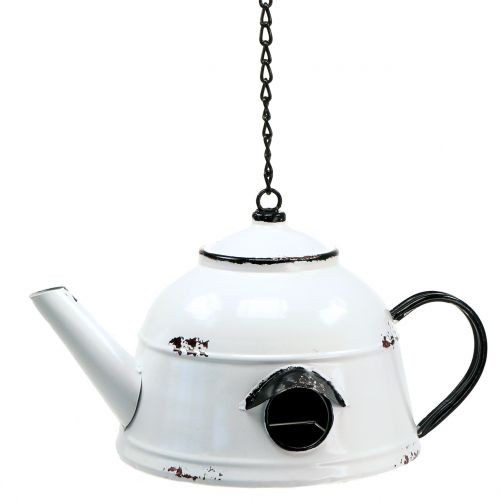 Floristik24 Nesting Box Teakettle Vintage White, Black H17cm