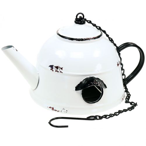 Floristik24 Nesting Box Teakettle Vintage White, Black H17cm