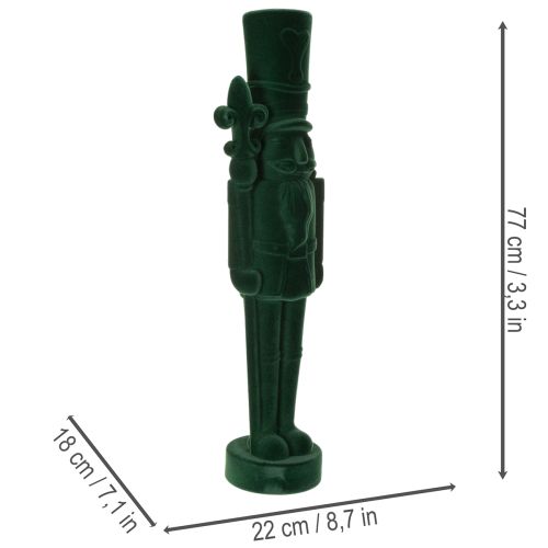 Flocked Nutcracker Standing Figurine 77 cm Dark Green Indoor Decoration | Floristik24.co.uk