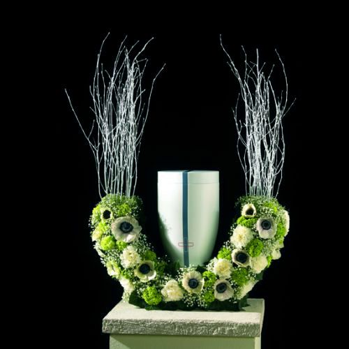 Product Floral foam urn half ring mourning decoration H29cm Ø47cm 1 pc
