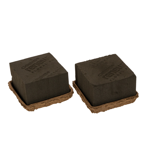 OASIS Renewal Biolit Floral Foam Half Brick, 12 x 12 x 8 cm, Brown, 2 Pack | Floristik24.co.uk