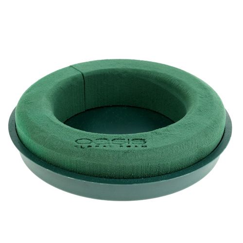 Product Floral foam ring with bowl green Ø30cm H4.5cm 2pcs