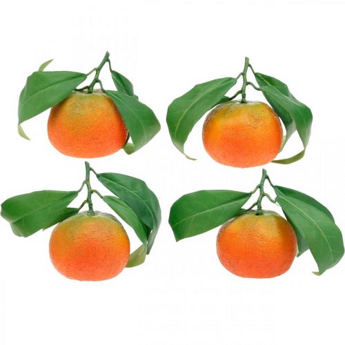 Floristik24 Decorative fruits, oranges with leaves, artificial fruits H9cm Ø6.5cm 4pcs