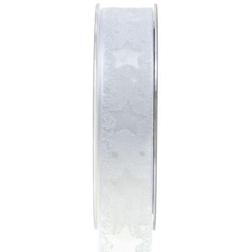 Organza ribbon with star motif white 25mm 15m | Floristik24.co.uk