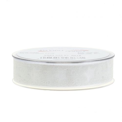 Organza ribbon with star motif white 25mm 15m | Floristik24.co.uk