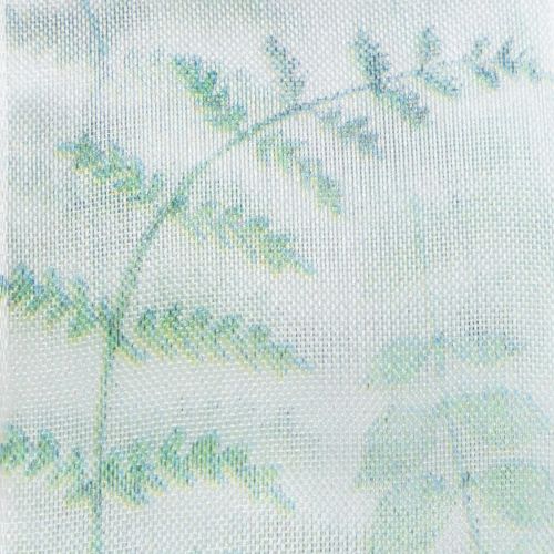 Product Organza ribbon, chiffon ribbon, leafy branches, green, 40mm, 15m
