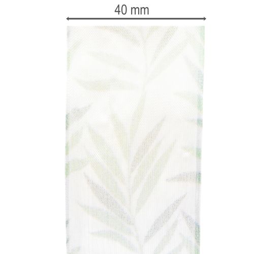 Product Organza ribbon, chiffon ribbon, green plant ribbon, 40mm x 15m