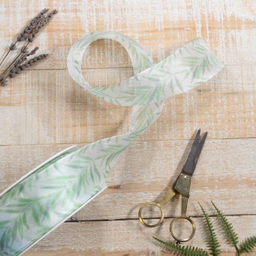 Product Organza ribbon, chiffon ribbon, green plant ribbon, 40mm x 15m
