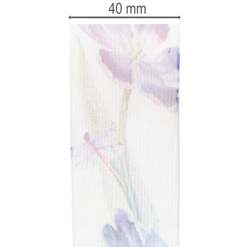 Product Organza ribbon, chiffon ribbon, parrot tulips, purple, 40mm, 18m