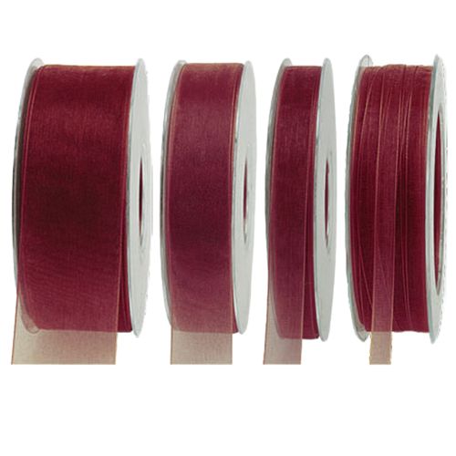 Organza ribbon gift ribbon with selvedge Bordeaux 50m