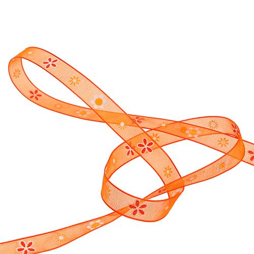 Product Organza ribbon orange with pattern 10mm 20