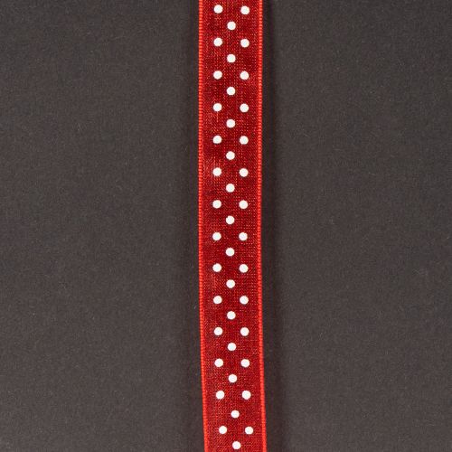 Product Ribbon with polka dot pattern for versatile seasonal gift wrapping, 1.5cm wide, 20m long