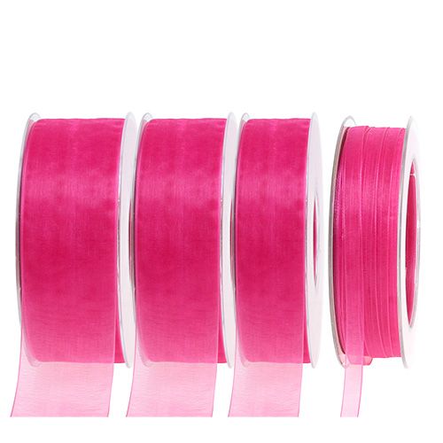 Organza ribbon with selvage 50m pink