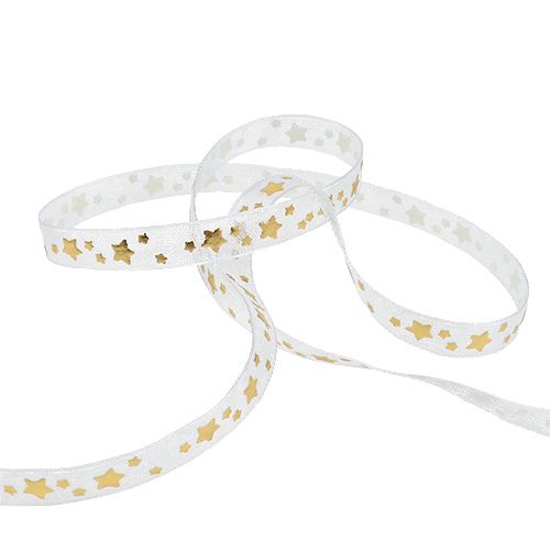 Product Organza ribbon white with stars 15mm 20m