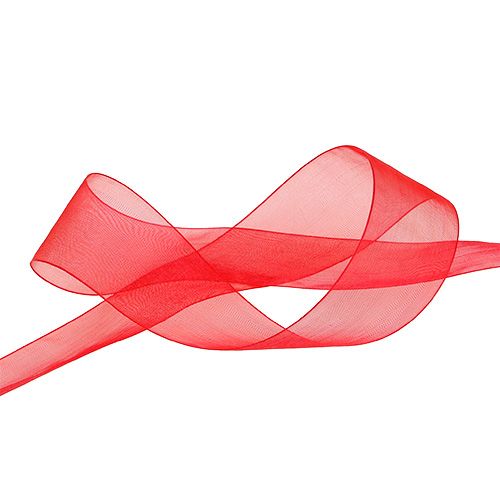 Organza ribbon with selvage 4cm 50m red