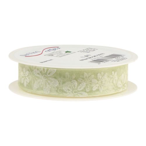 Product Organza ribbon flowers gift ribbon green 25mm 18m