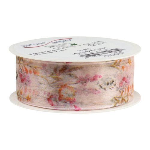 Product Organza ribbon chiffon ribbon flowers orange pink 40mm 15m