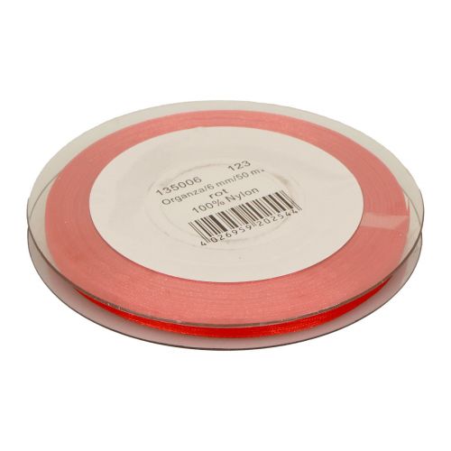 Floristik24 Organza ribbon gift ribbon red ribbon selvage 6mm 50m