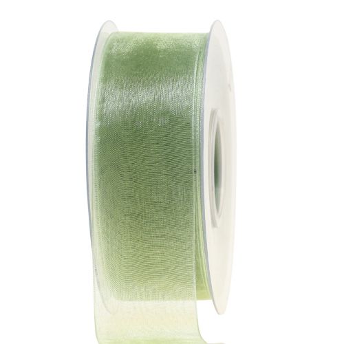 Floristik24 Organza ribbon green gift ribbon selvedge lime green 40mm 50m