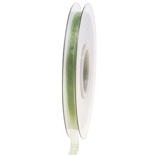Floristik24 Organza ribbon green gift ribbon selvedge lime green 6mm 50m