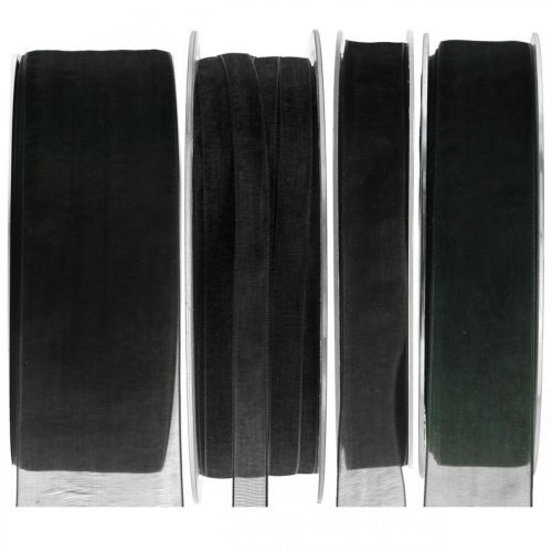 Floristik24 Mourning organza ribbon with selvage 50m black