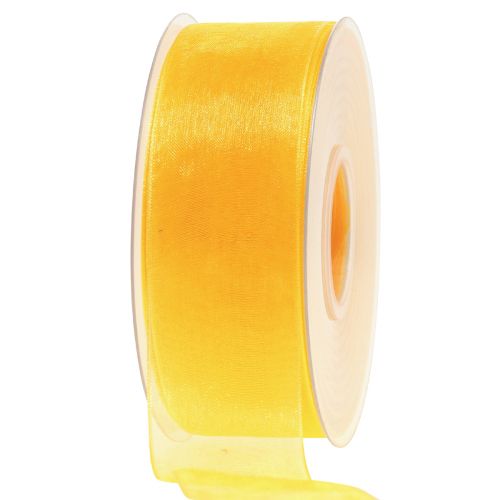 Floristik24 Organza ribbon gift ribbon yellow ribbon selvedge 40mm 50m